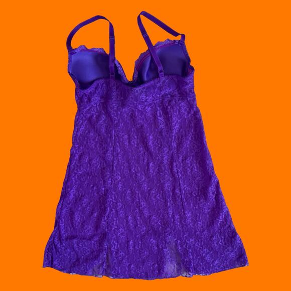 00's vintage purple lace y2k bustier babydoll slip dress 34C - Picture 3 of 10